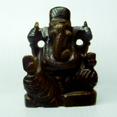 Tiger Eye Gemstone Ganesha Statue