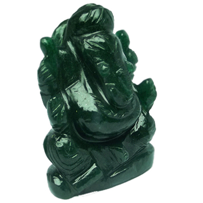 Dark Green Jade Gemstone Ganesh Idol