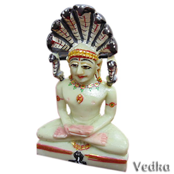 Idol of Jain Lord Parshvanath Carved from Serpentine Stone With Painting Work