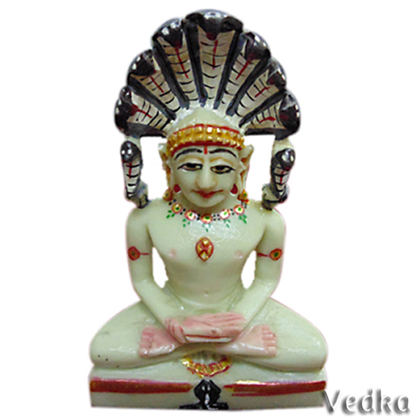 Idol of Jain Lord Parshvanath Carved from Serpentine Stone With Painting Work