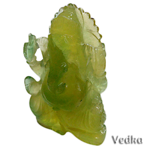 indian god Yellow Fluorite Gemstone Carved Ganesh Statue