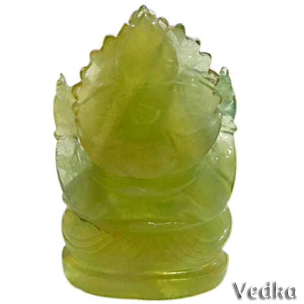 indian god Yellow Fluorite Gemstone Carved Ganesh Statue