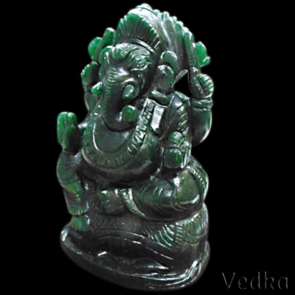 Dark Green Aventurine Handcrafted Indian God Ganesh Statue ganesha idol Hindu Puja HomeTemple Figuri