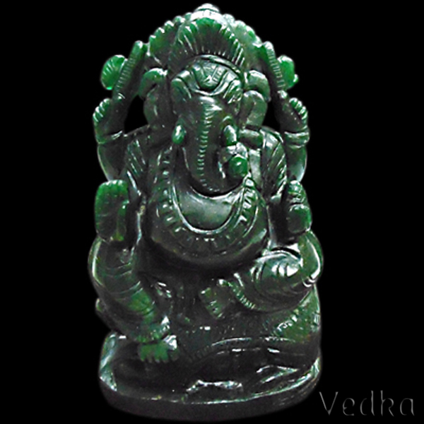 Dark Green Aventurine Handcrafted Indian God Ganesh Statue ganesha idol Hindu Puja HomeTemple Figuri