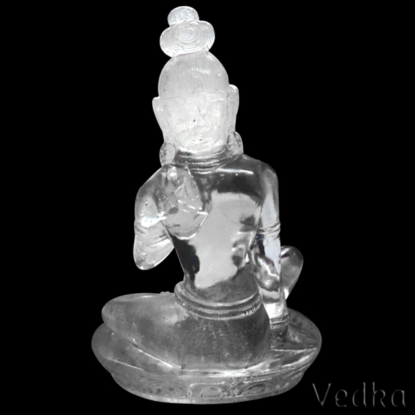 Fine Quality Clear Quartz Healing Crystal Carved Tibetan Buddhist Manjushri Statue