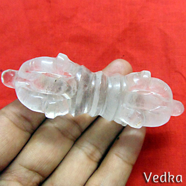 Tibetan Buddhism tool Carved Quartz Crystal  Dorje (Vajra) For meditation