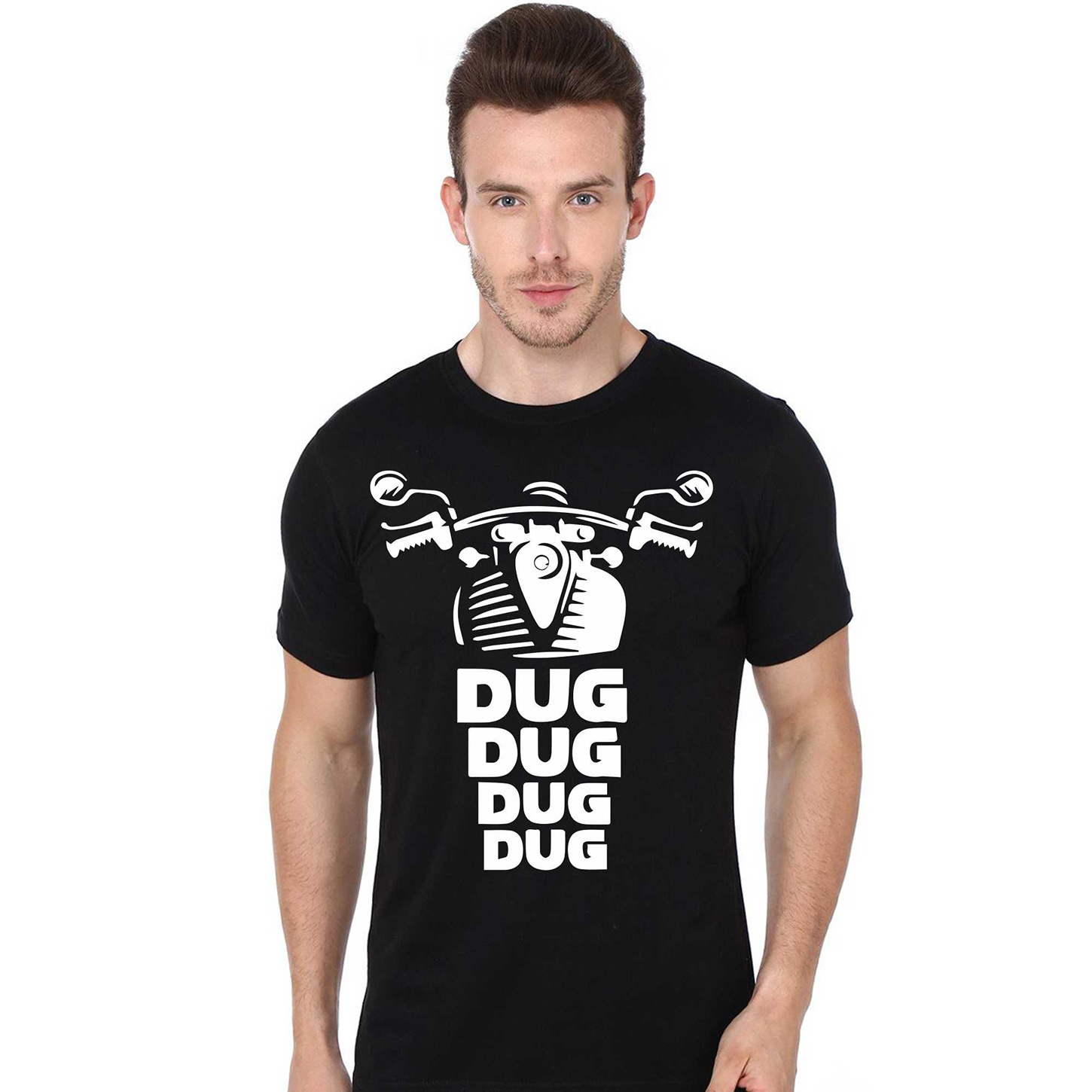 Dug Dug Dug Biker Black Round Neck T Shirt