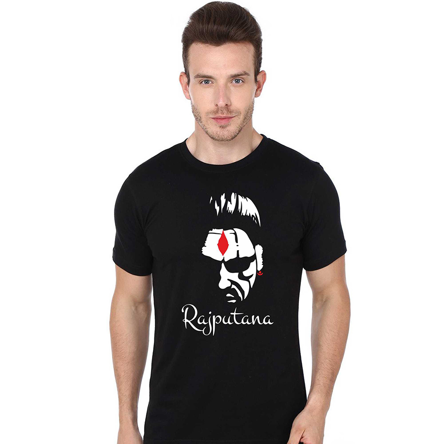 Rajputana -02  Black Round Neck T Shirts