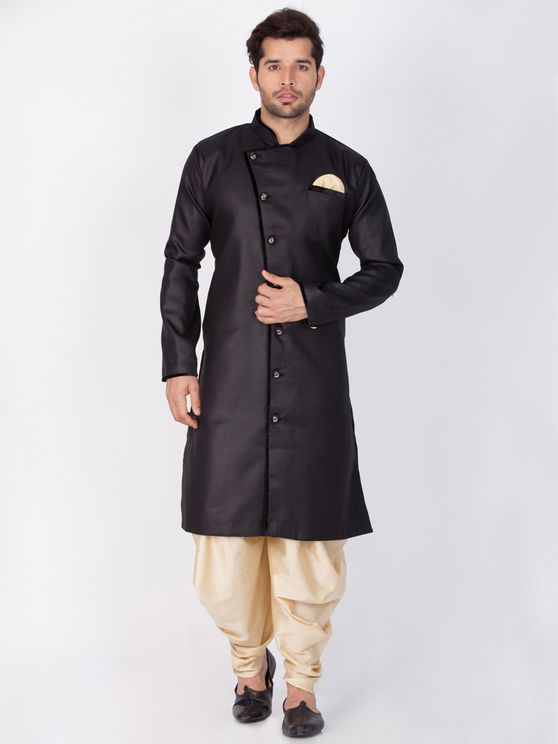 Readymade Dhoti Kurta (Black and Cream Color)