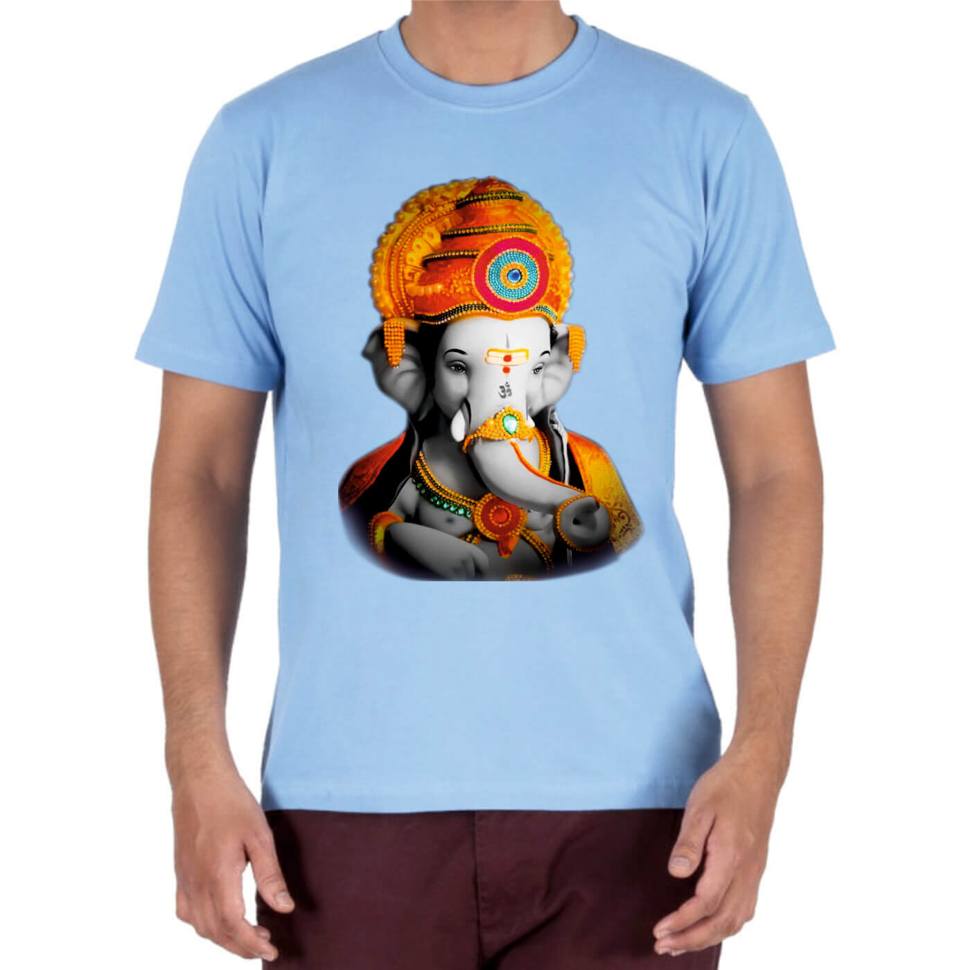 Ganesh Poyester T Shirt Sky Blue BY Cottvalley