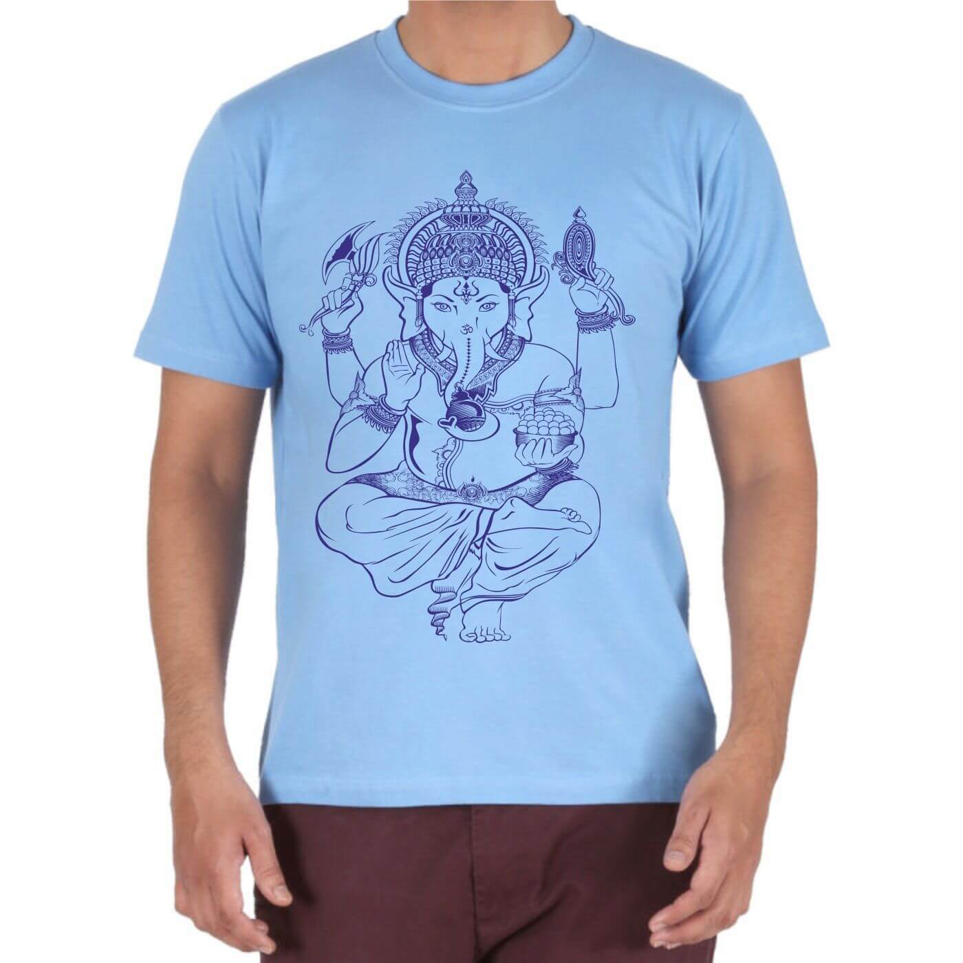 Sky Blue Ganpati T Shirt by Cottvalley