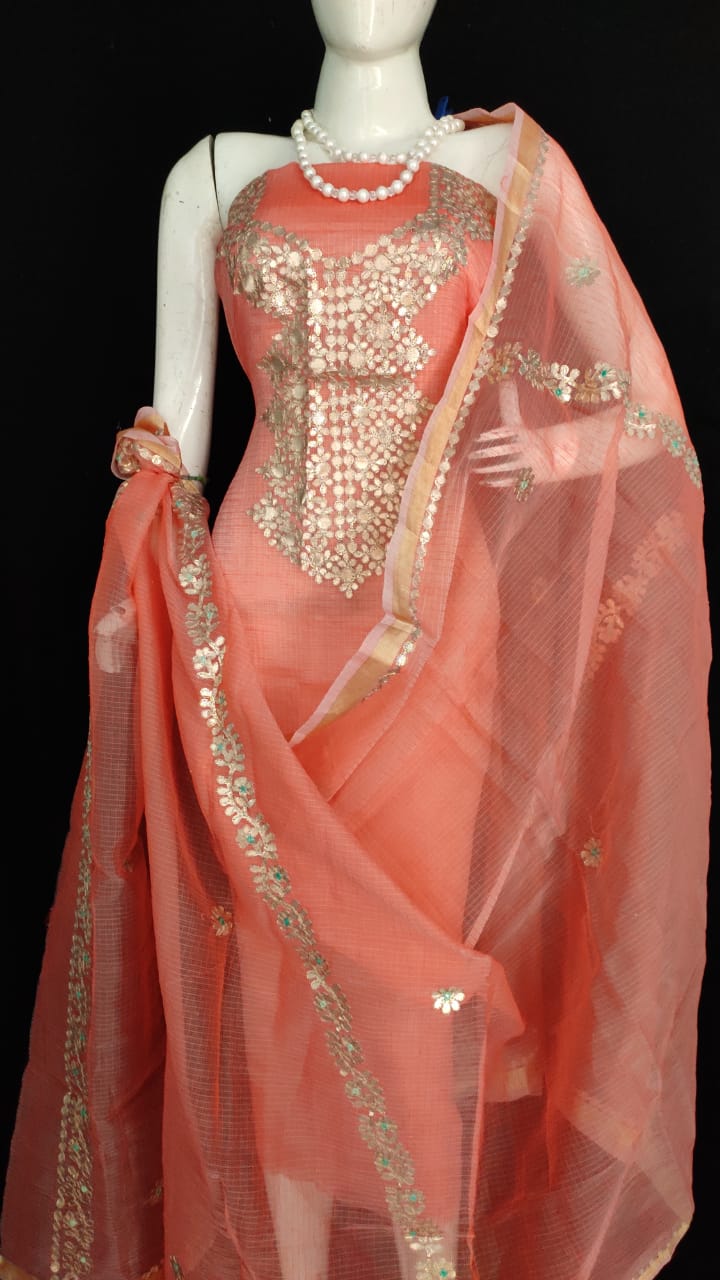 Kota Doriya Gota Patti Suits with Dupatta Pink Color