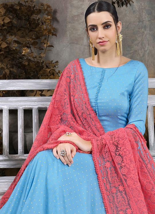 Designer Cotton Muslin Handwork Salwar Suit With Heavy Soft Net Dupatta